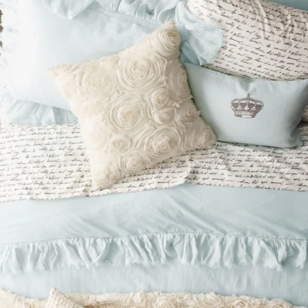 Restoration Hardware baby & child Seafoam Tattered Linen Duvet Full